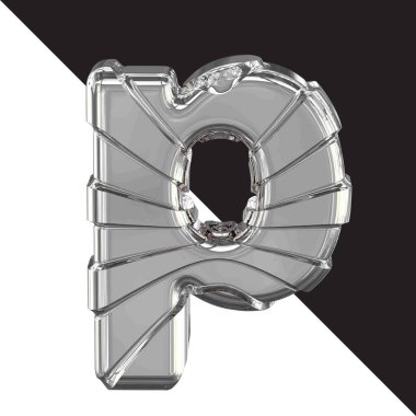3d silver symbol with straps. letter p