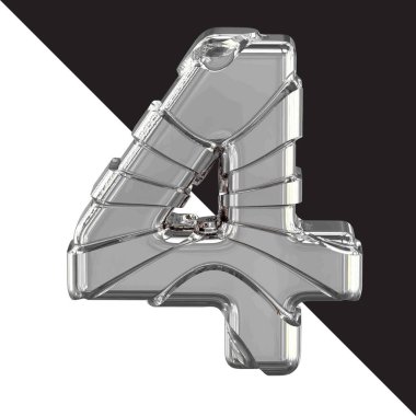 3d silver symbol with straps. number 4