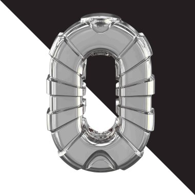 3d silver symbol with straps. number 0