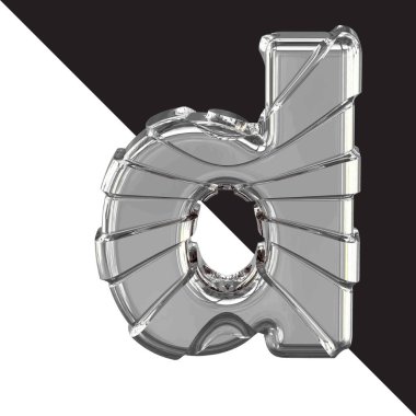 3d silver symbol with straps. letter d