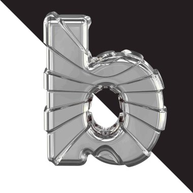 3d silver symbol with straps. letter b