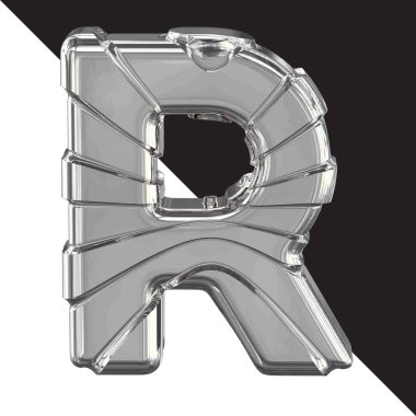 3d silver symbol with straps. letter r