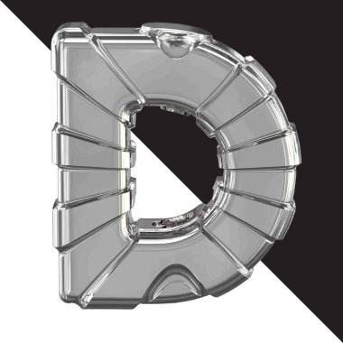 3d silver symbol with straps. letter d