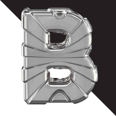 3d silver symbol with straps. letter b