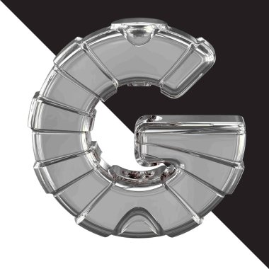 3d silver symbol with straps. letter g