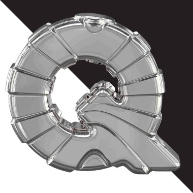 3d silver symbol with straps. letter q