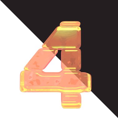 Symbols made from frozen orange juice. 3d number 4