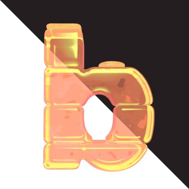Symbols made from frozen orange juice. 3d letter b