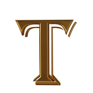 The symbol made of gold. letter t