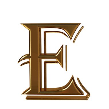 The symbol made of gold. letter e
