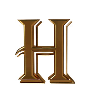 The symbol made of gold. letter h