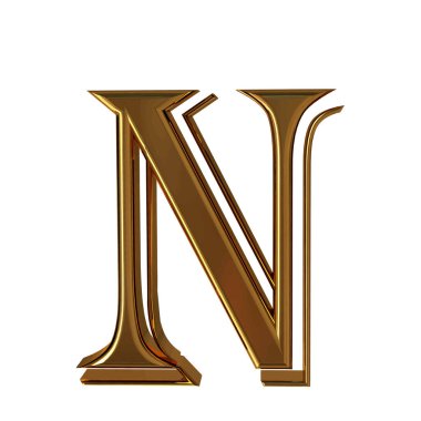 The symbol made of gold. letter n