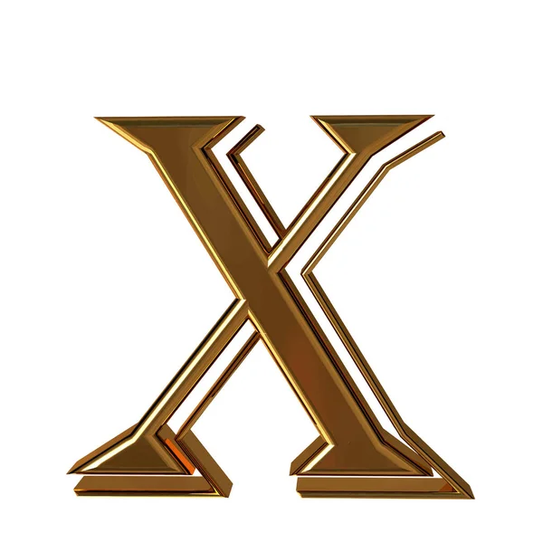 The symbol made of gold. letter x