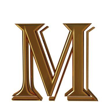 The symbol made of gold. letter m