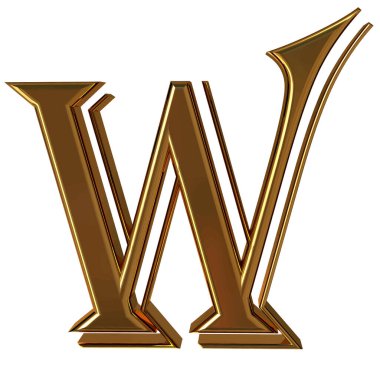 The symbol made of gold. letter w