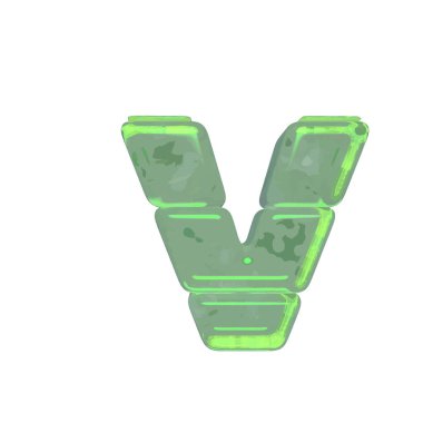 Ice 3d symbols made of ice. letter v