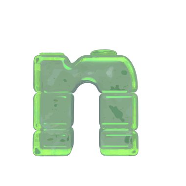 Ice 3d symbols made of ice. letter n