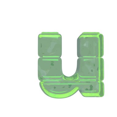 Ice 3d symbols made of ice. letter u