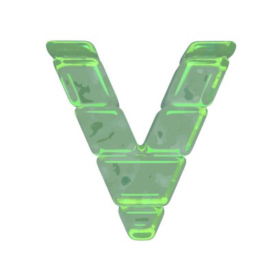 Ice 3d symbols made of ice. letter v