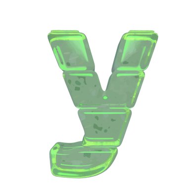Ice 3d symbols made of ice. letter y