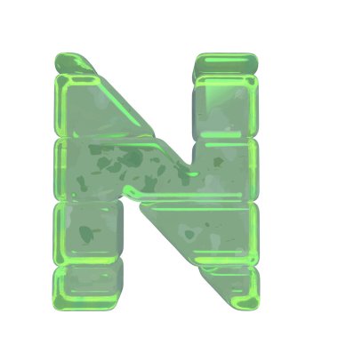 Ice 3d symbols made of ice. letter n