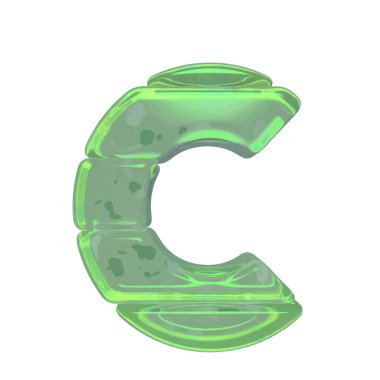 Ice 3d symbols made of ice. letter c