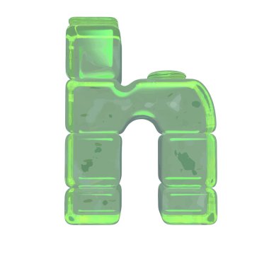 Ice 3d symbols made of ice. letter h