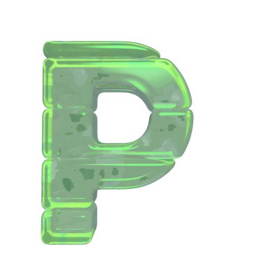 Ice 3d symbols made of ice. letter p