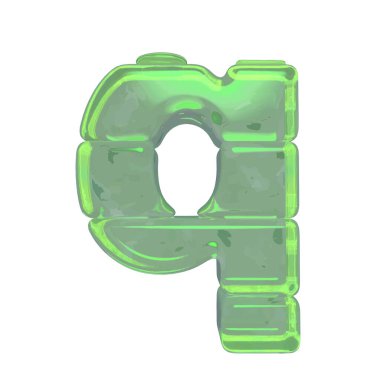 Ice 3d symbols made of ice. letter q