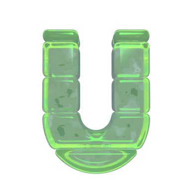 Ice 3d symbols made of ice. letter u