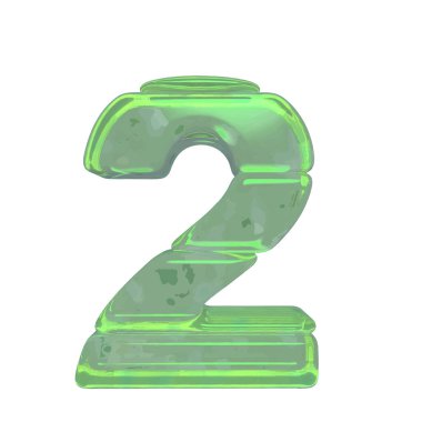 Ice 3d symbols made of ice. number 2