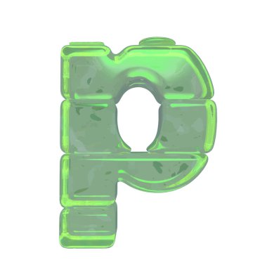 Ice 3d symbols made of ice. letter p