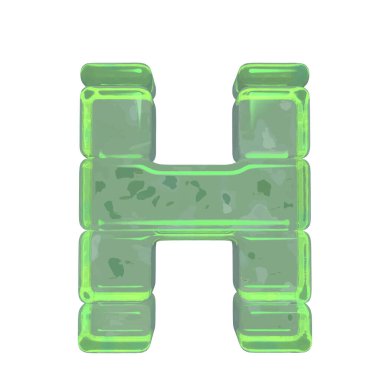 Ice 3d symbols made of ice. letter h