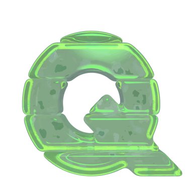 Ice 3d symbols made of ice. letter q