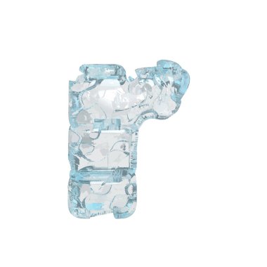 3d symbol made of ice. letter r
