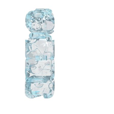 3d symbol made of ice. letter i