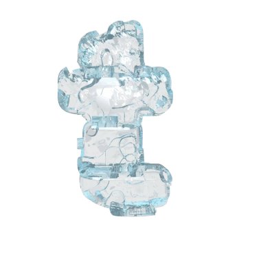 3d symbol made of ice. letter t