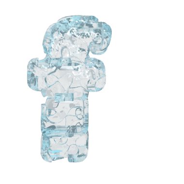 3d symbol made of ice. letter f