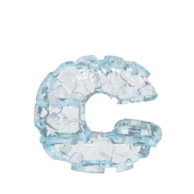 3d symbol made of ice. letter c