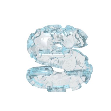 3d symbol made of ice. letter s