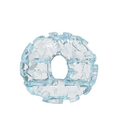 3d symbol made of ice. letter o