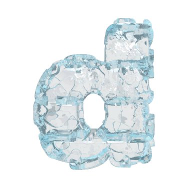 3d symbol made of ice. letter d