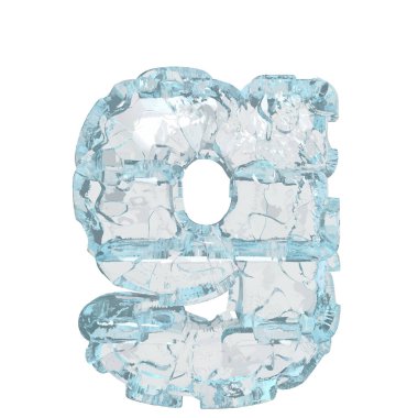3d symbol made of ice. letter g