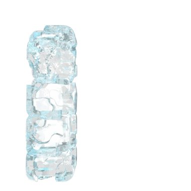 3d symbol made of ice. letter i