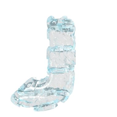 3d symbol made of ice. letter j