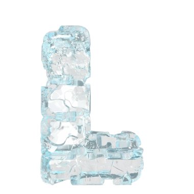 3d symbol made of ice. letter l