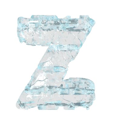 3d symbol made of ice. letter z