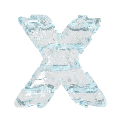 3d symbol made of ice. letter x