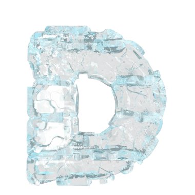 3d symbol made of ice. letter d