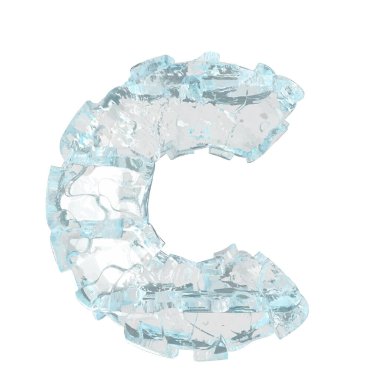 3d symbol made of ice. letter c